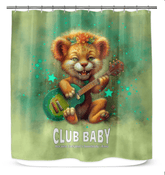 Dramatic lion's eyes on waterproof shower curtain, transforming bathroom decor.
